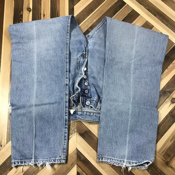 Vtg Levis 501 Button Fly Fade Blue Denim Jeans Mens Tag 33x30 Distressed (30x29) - Picture 4 of 10